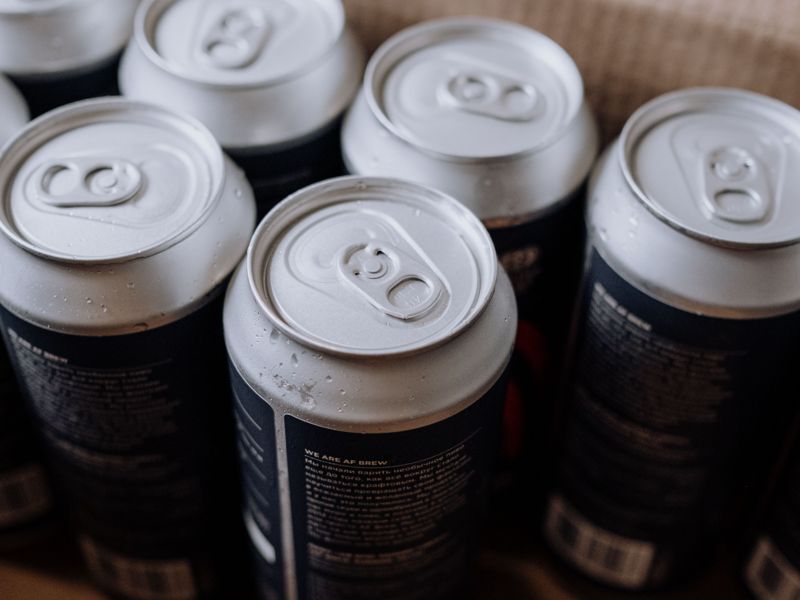 Cans of drink packed in a box