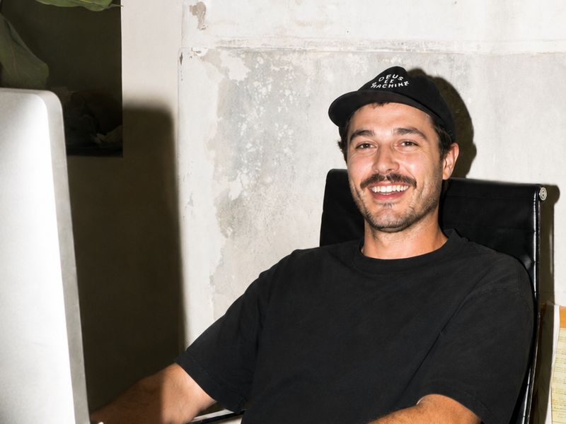 A designer at a studio desk