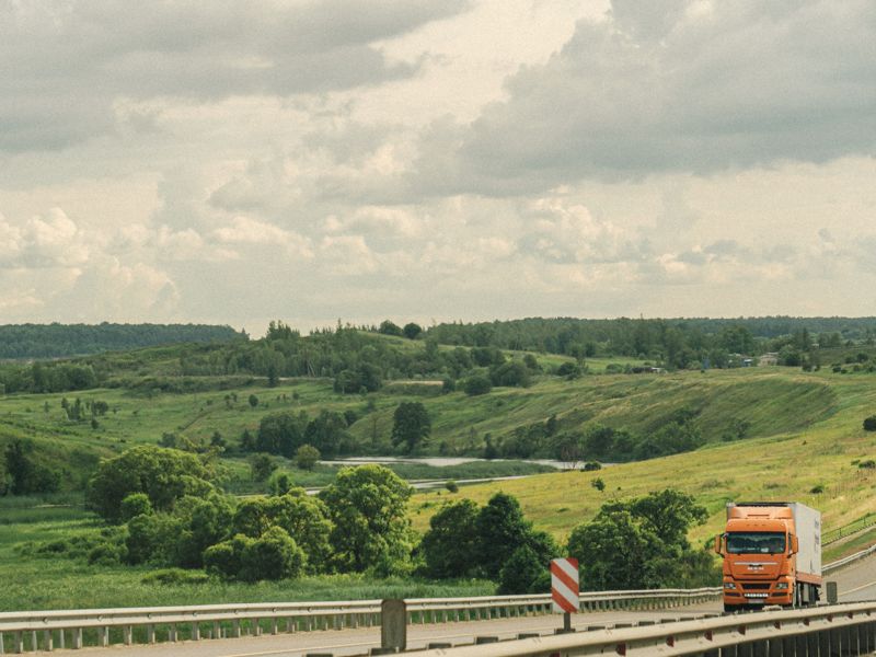 A truck on a rural highway