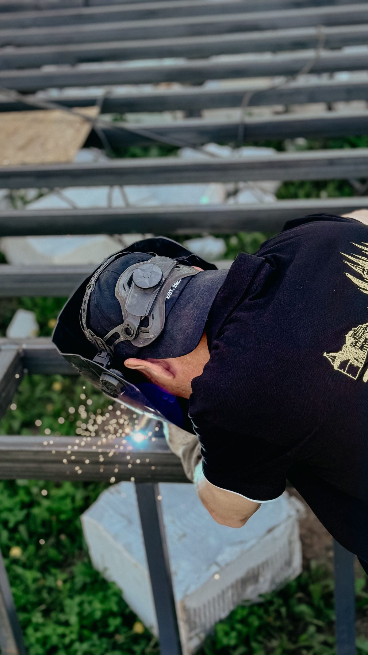A welder working on a fabrication job