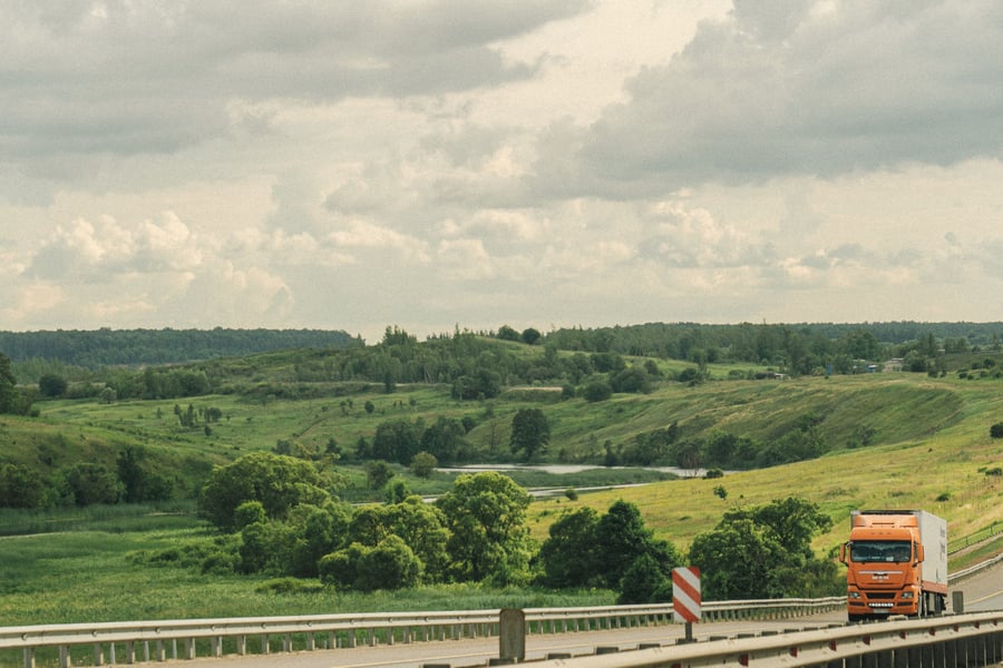 A truck on a rural road